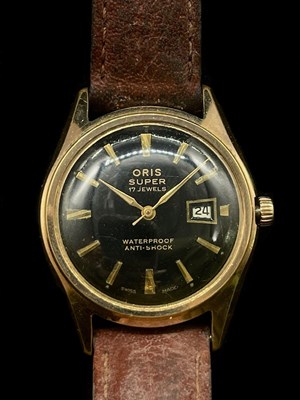 Lot 1318 - ORIS; a gentleman's vintage gold plated and...