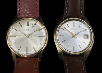 Lot 1331 - SEIKO; two gentleman's vintage gold plated and...