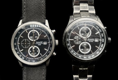 Lot 1334 - ACCURIST; two gentleman's stainless steel...