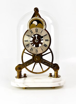 Lot 180 - A brass skeleton clock, the silvered dial set...