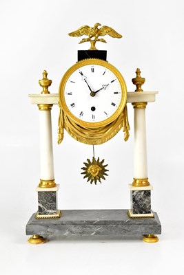 Lot 172 - A French Empire gilt brass, marble and slate...