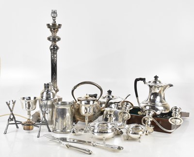 Lot 1510 - A collection of silver plated items including...
