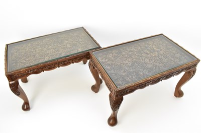Lot 236 - A pair of Oriental hardwood coffee tables, the...