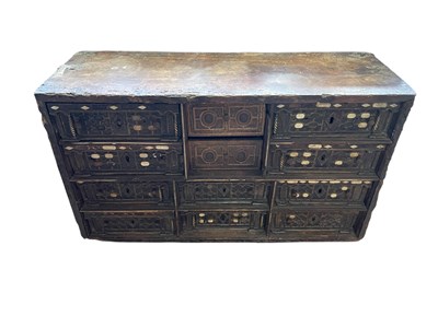 Lot 1149 - A 19th century metal bound bone inlaid cabinet...