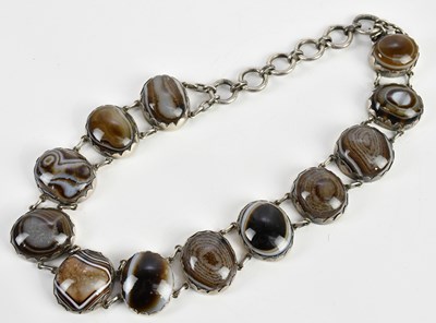 Lot 434 - A Victorian white metal mounted necklace, set...