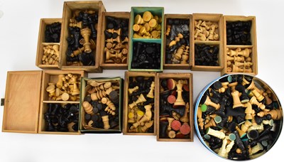Lot 373 - Eleven various wooden chess piece sets, all in...