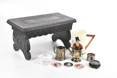 Lot 1404 - A Victorian ebonised stool, width 40cm, a...