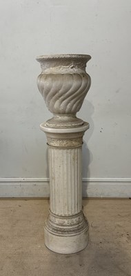 Lot 1307 - A large Victorian painted ceramic jardinière...