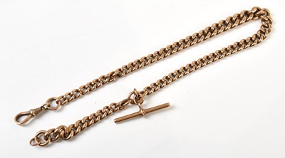 Lot 501 - A 9ct yellow gold Albert chain and T-bar, with...