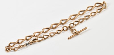 Lot 510 - A 9ct yellow gold oval link Albert chain with...
