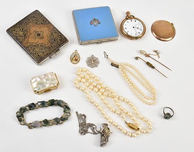 Lot 455 - A Victorian yellow metal stick pin set with...