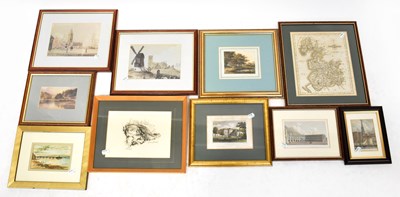Lot 498 - Ten various prints and watercolours including...