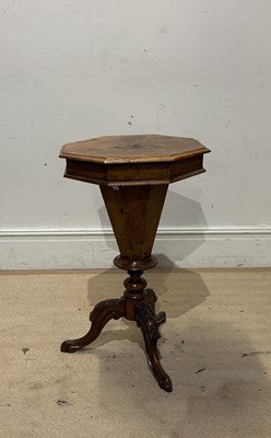 Lot 1232 - A Victorian walnut octagonal trumpet form...