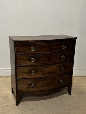 Lot 1233 - A Victorian mahogany bowfront chest of two...