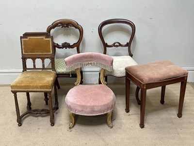 Lot 1291 - Two Victorian balloon back salon chairs, a...