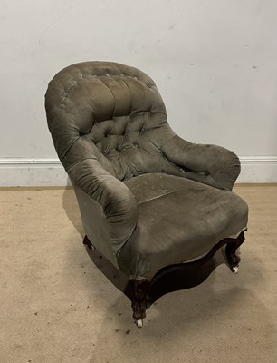 Lot 1250 - A large Victorian button upholstered armchair...