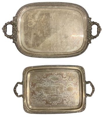 Lot 1012 - Two silver plated twin handled trays, 72 x...