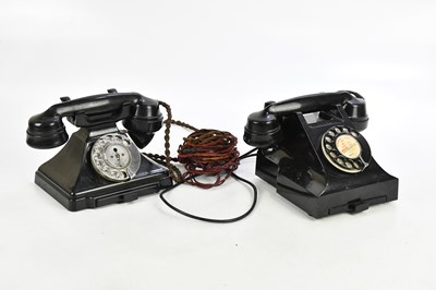 Lot 1369 - Two vintage black dial telephones, both with a...