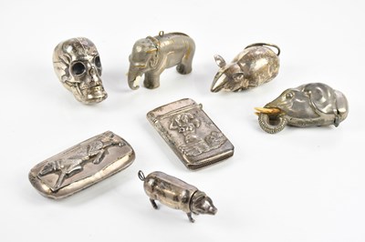 Lot 1427 - Six novelty vesta cases, comprising a white...