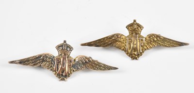 Lot 2453 - ROYAL AIR FORCE; two gold plated metal Royal...