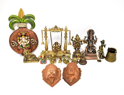 Lot 235 - A group of metalware figures of Ganesha,...