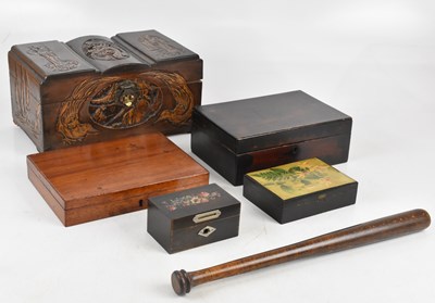 Lot 1379 - A group of four late 19th century wooden boxes,...
