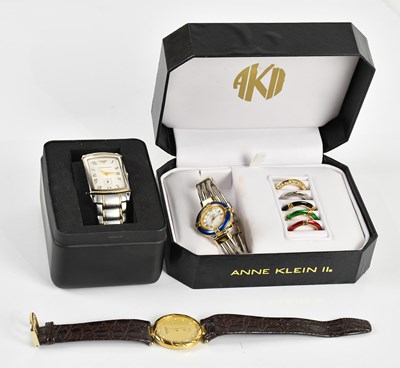 Lot 791 - EMPORIO ARMANI; a tank style stainless steel...