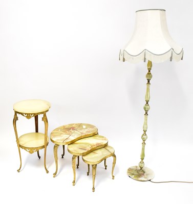 Lot 84 - Three items of onyx furniture and lighting,...