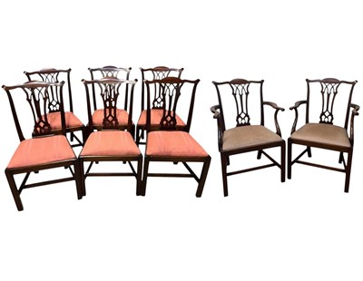 Lot 1135 - A set of eight George III mahogany dining...