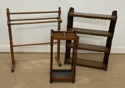 Lot 660 - An oak wall hanging open book shelf, 82 x 60cm,...