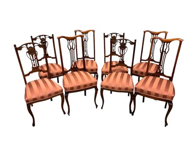 Lot 1225 - A set of four Edwardian mahogany dining chairs,...