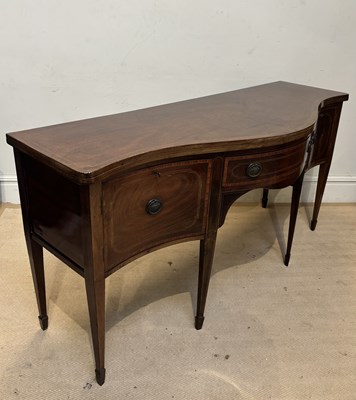 Lot 1140 - A George III inlaid mahogany serpentine...