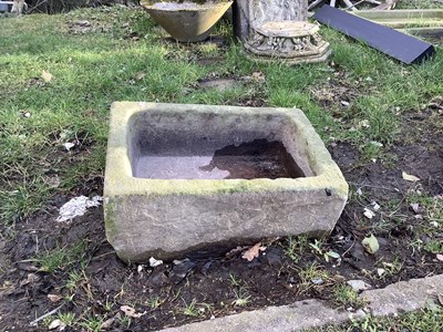 Lot 1309 - A rectangular stone trough, length 60cm, width...