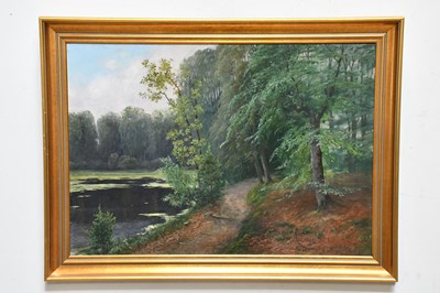 Lot 470 - C CHRISTEN; oil on canvas, woodland scene with...
