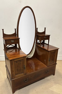 Lot 1221 - An Edwardian mahogany dressing table with oval...