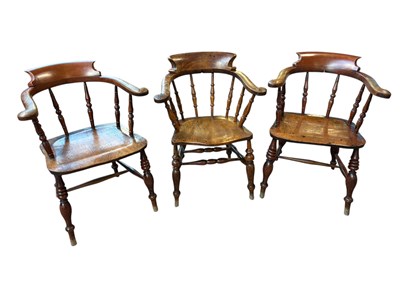 Lot 1191 - Three 19th century beech and ash smoker's bow...