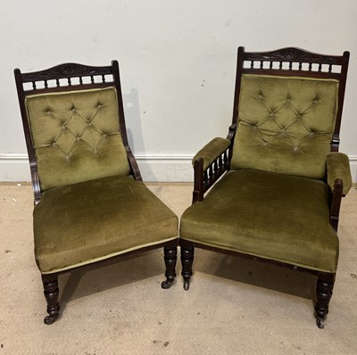 Lot 1218 - A pair of Victorian carved mahogany salon...
