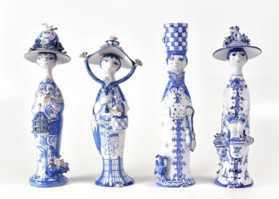 Lot 243 - BJORN WIINBLAD; four blue and white figures,...