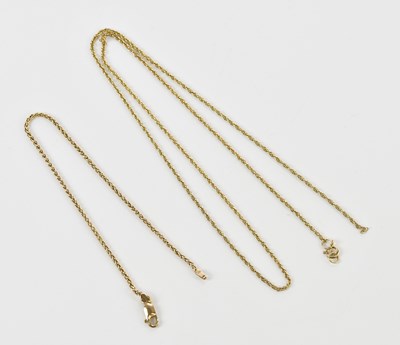 Lot 383 - A 9ct yellow gold chain, length 49cm, and a...