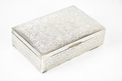 Lot 1178 - An Egyptian white metal wood lined cigarette...