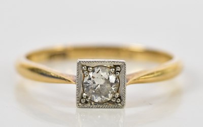 Lot 157 - An 18ct yellow gold diamond solitaire ring,...