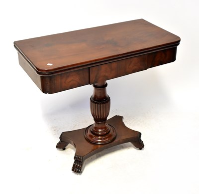 Lot 90 - A Victorian mahogany fold-over tea table,...