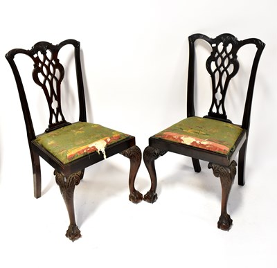 Lot 62 - A pair of mahogany-framed Chippendale-style...
