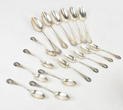 Lot 1111 - A collection of eleven Continental teaspoons,...