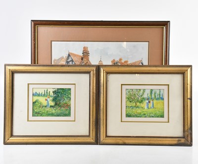 Lot 478 - D SHORT; a pair of oils, figures in landscape,...