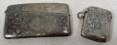 Lot 1090 - A George V hallmarked silver card case of...