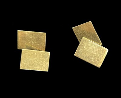 Lot 1153 - A pair of 18ct yellow gold cufflinks with...