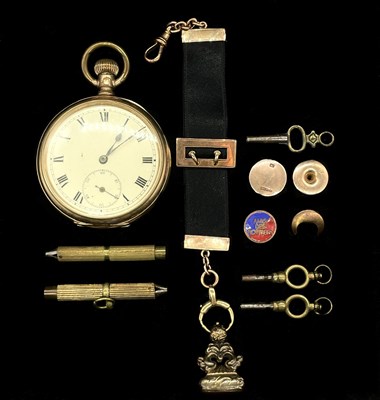 Lot 1344 - A gold plated open face crown wind pocket...
