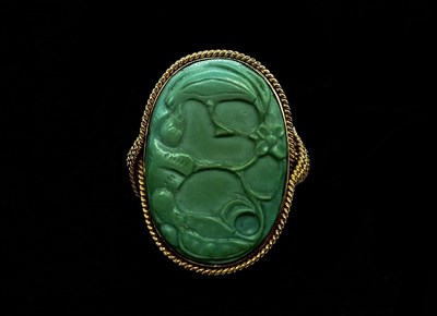 Lot 1267 - A large Chinese 14ct yellow gold carved...