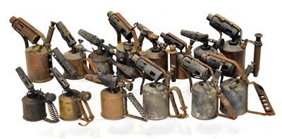 Lot 348 - A quantity of vintage brass blow lamps to...
